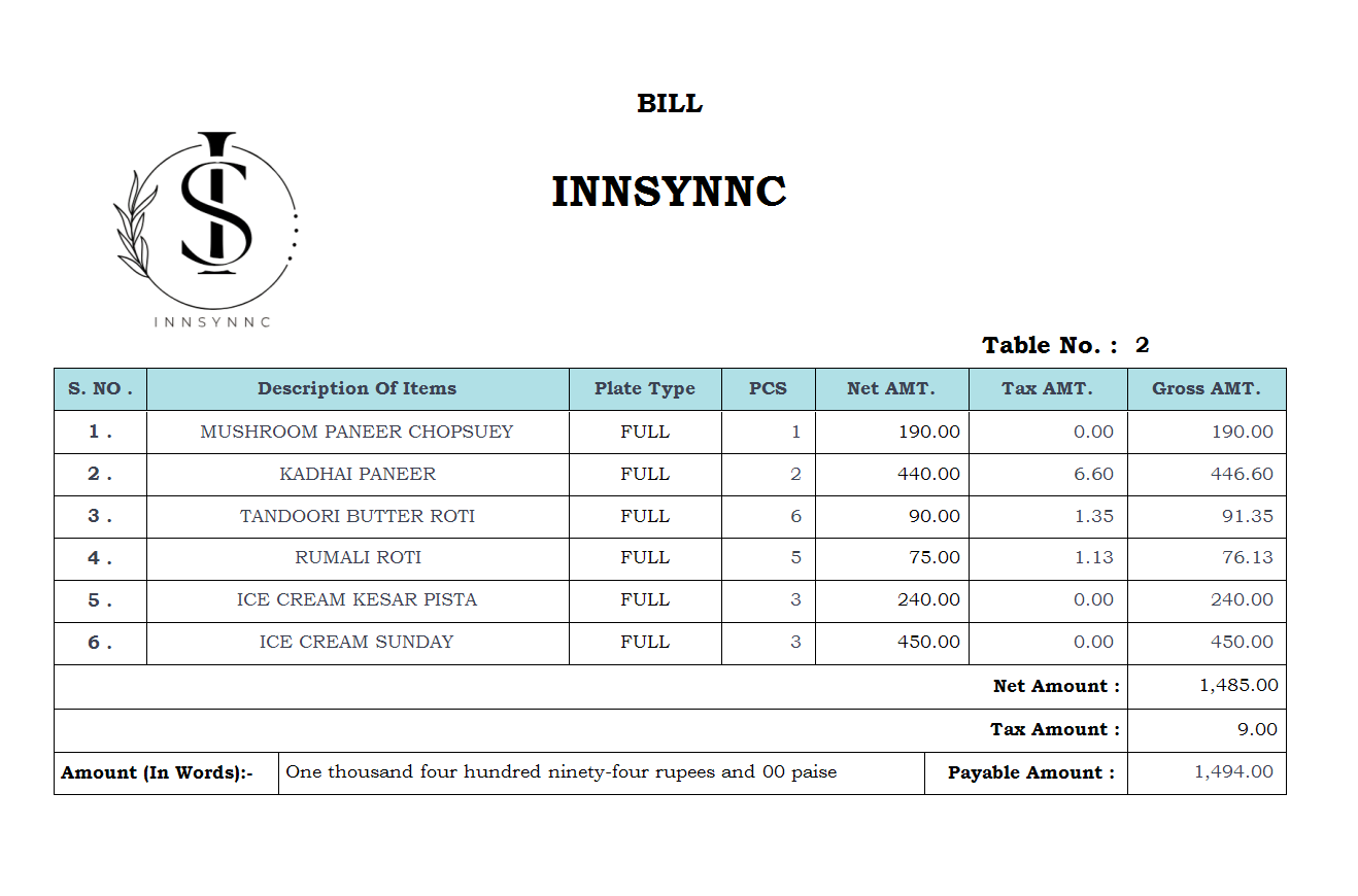 POS Invoice Image